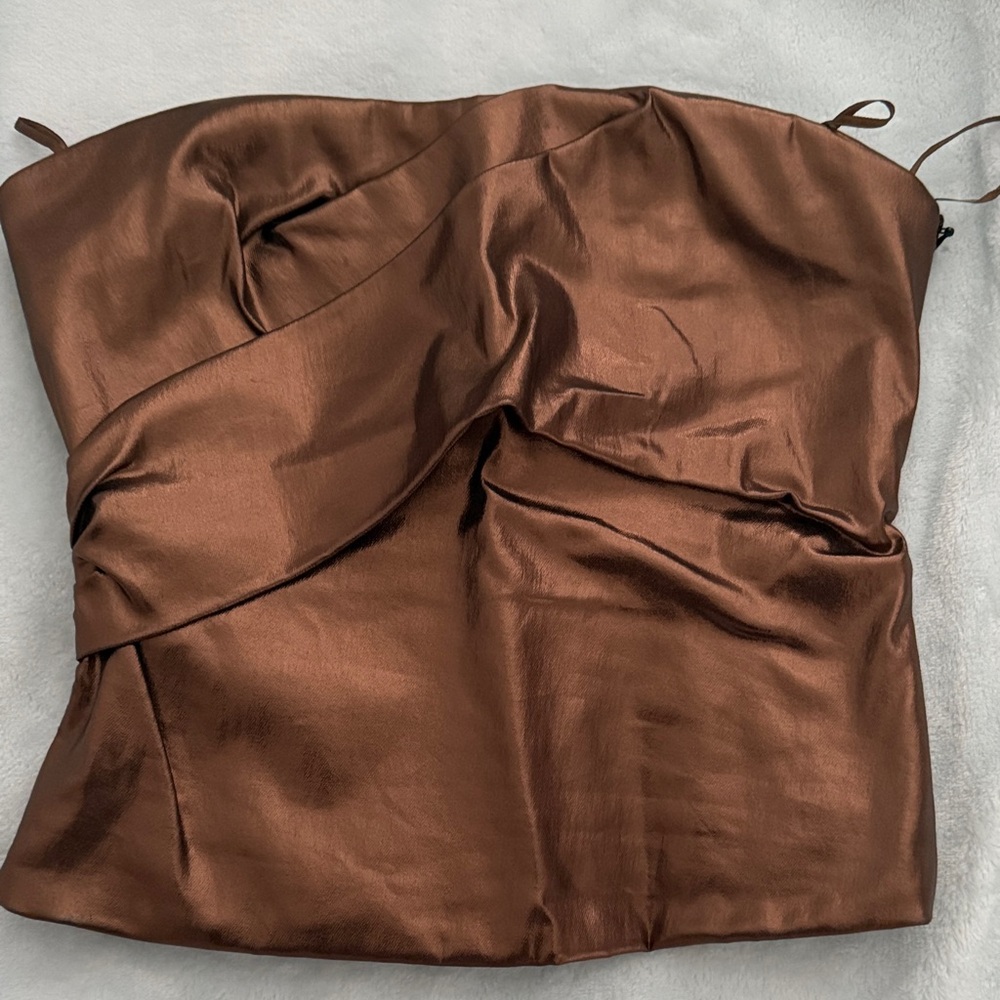 Elegant Brown Strapless Top